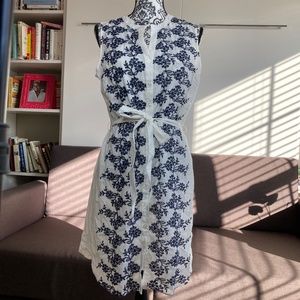 Taylor Nautical-Inspired Blue and White Printed Dress - Size 10, NWT
